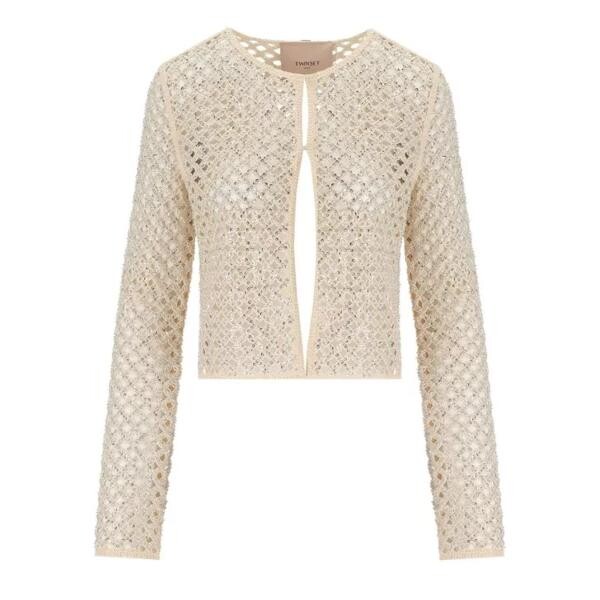 

Куртка cream jacket with rhinestones Twin-Set, бежевый