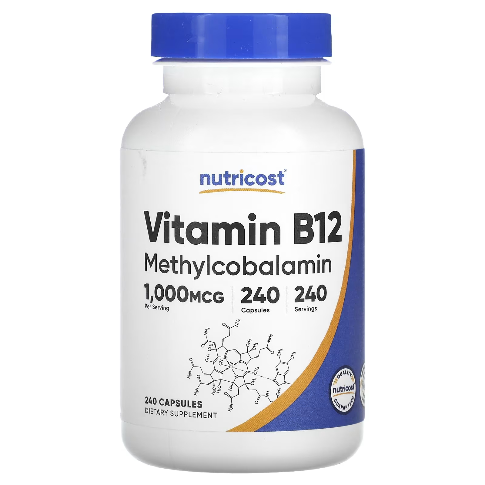 Витамин B12 Nutricost 1000 мкг, 240 капсул solgar сублингвальный витамин b12 1000 мкг 250 капсул