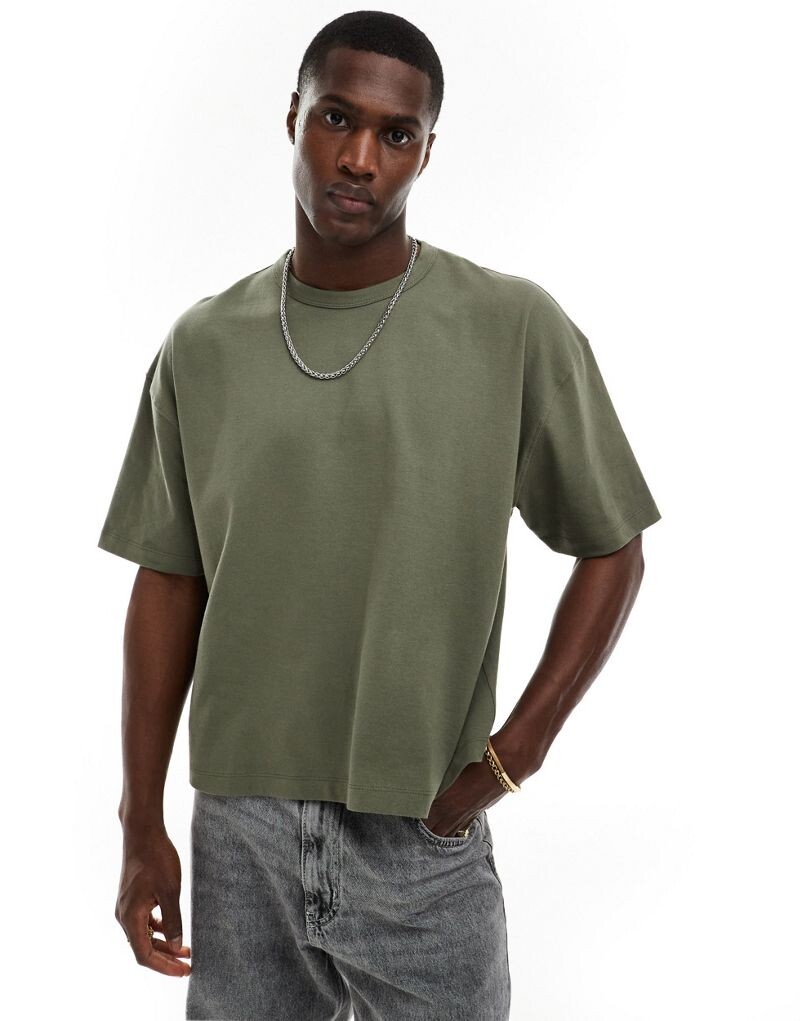 

Тяжелая свободная футболка цвета хаки ASOS DESIGN