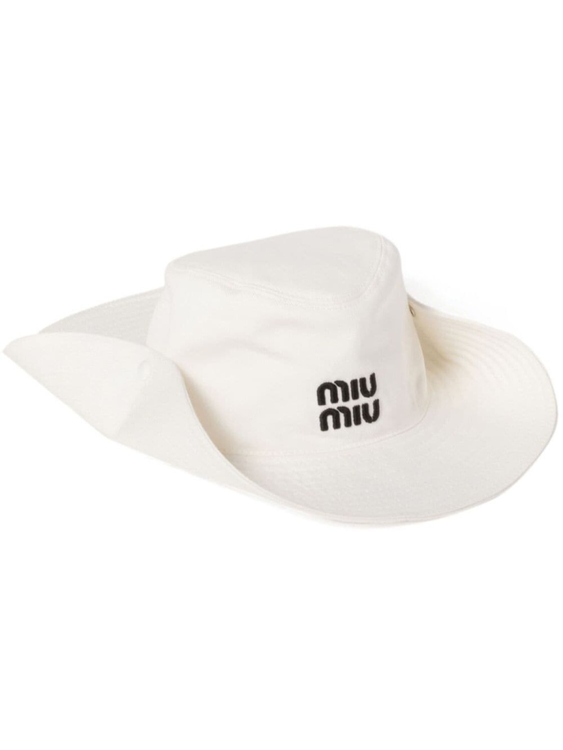 

Miu Miu панама Drill с вышитым логотипом, белый