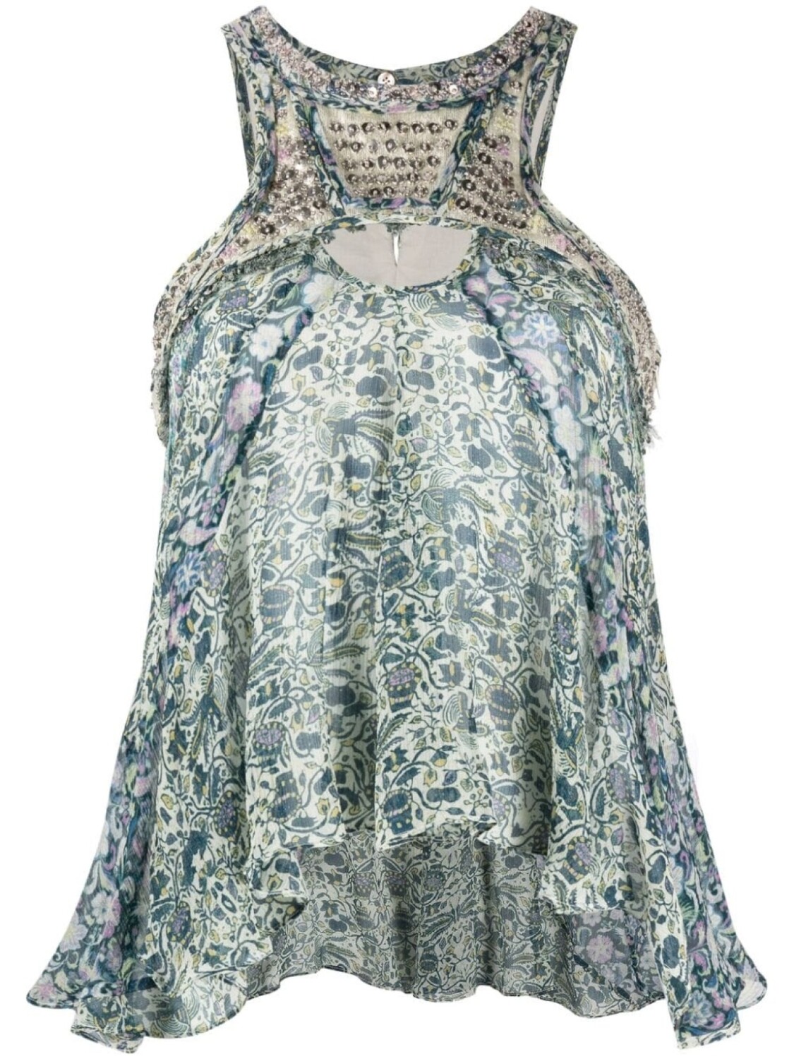 ISABEL MARANT топ с драпировкой и принтом, синий