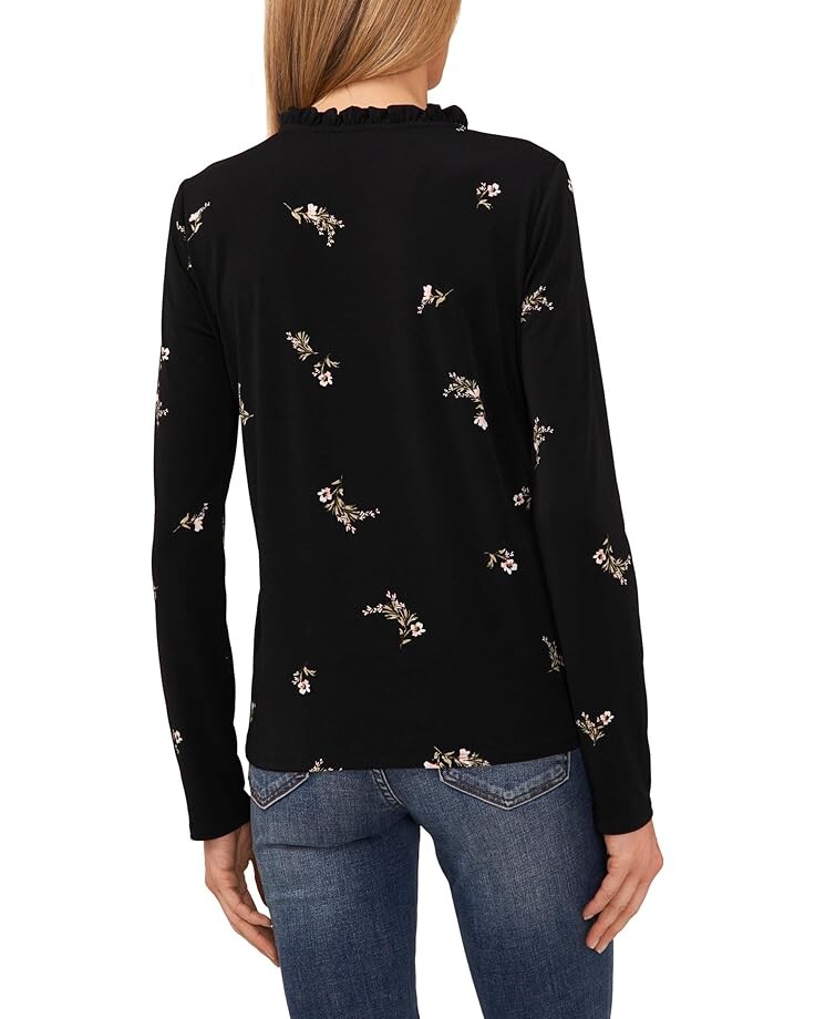 Блуза CeCe Long Sleeve Printed Knit Blouse, цвет Rich Black