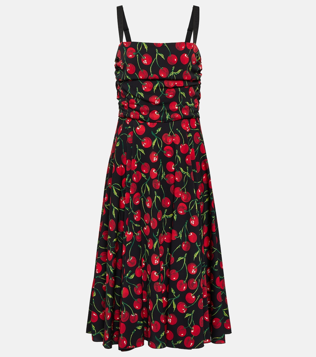 Платье миди Cherry из смесового шелка DOLCE&GABBANA, черный