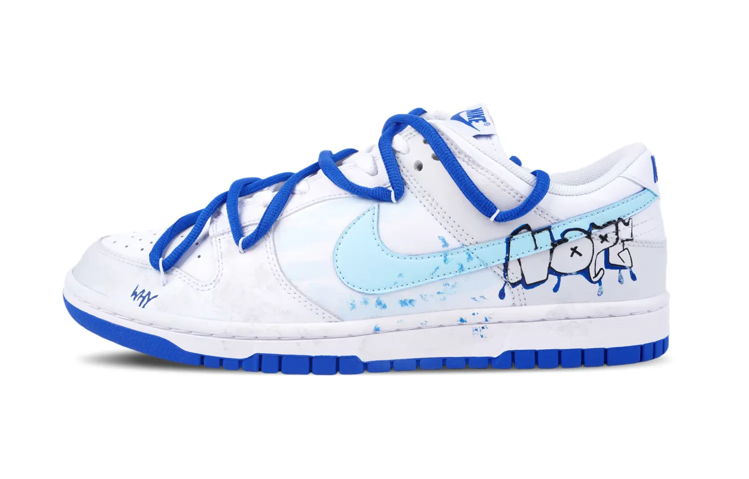 

Кроссовки Nike Dunk Skateboarding Shoes Men Low-top White/Royal Blue, белый/синий