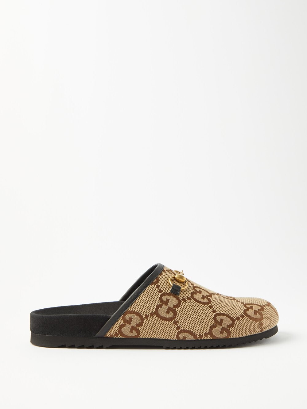 

Парусиновые лоферы без спинки horsebit gg-supreme Gucci, бежевый