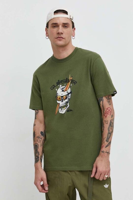 

Хлопковая футболка Quiksilver, зеленый