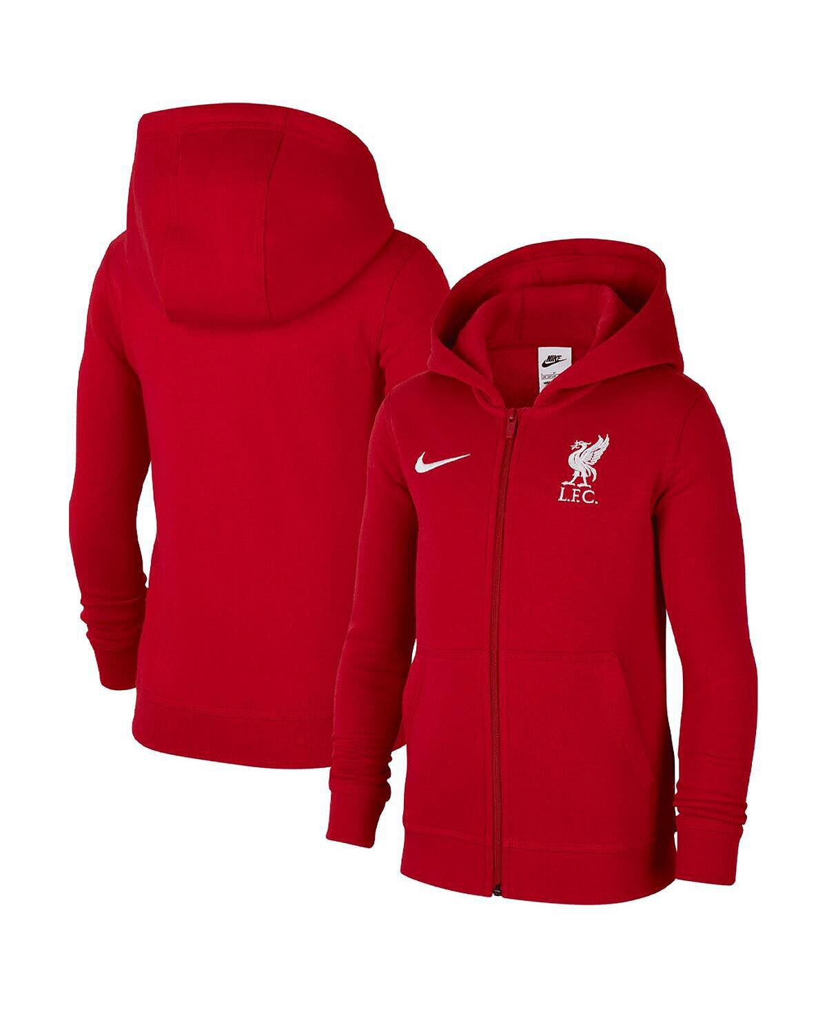 

Красная флисовая толстовка с молнией во всю длину Big Boys Liverpool Club Nike