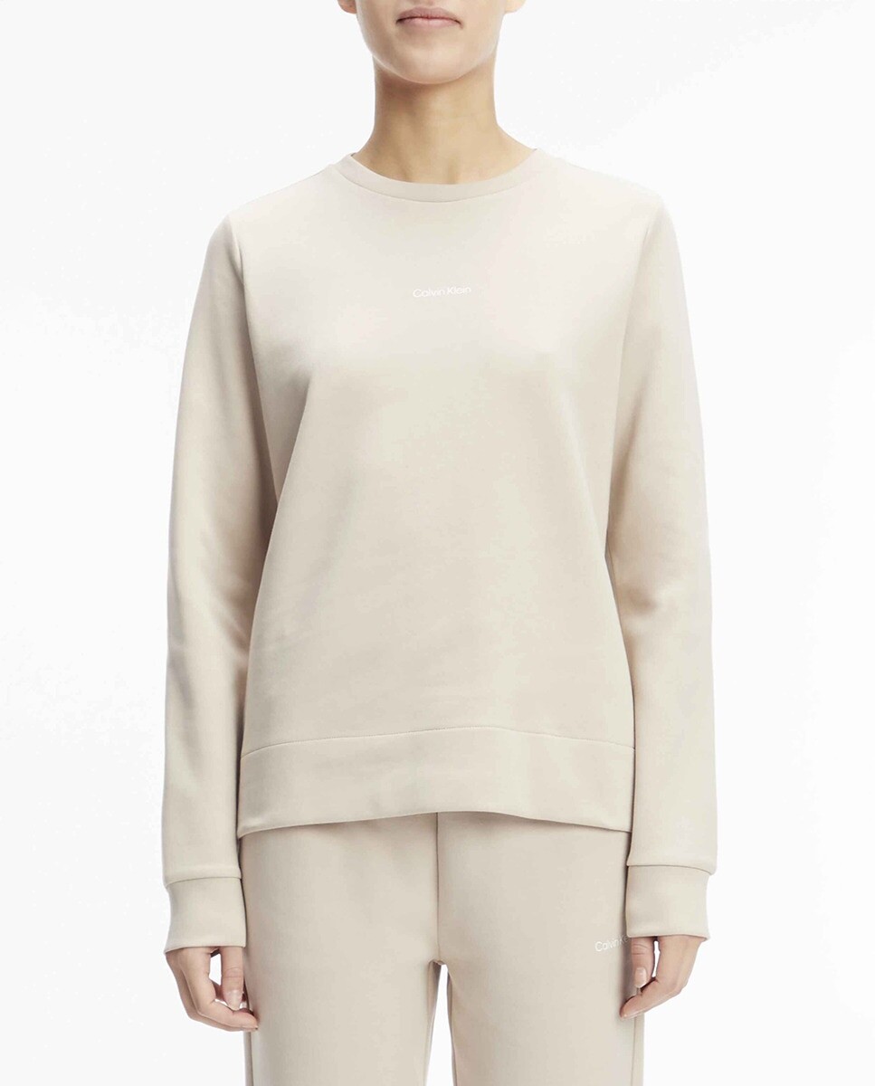 

Хлопковая толстовка с женским микрологотипом Calvin Klein, бежевый