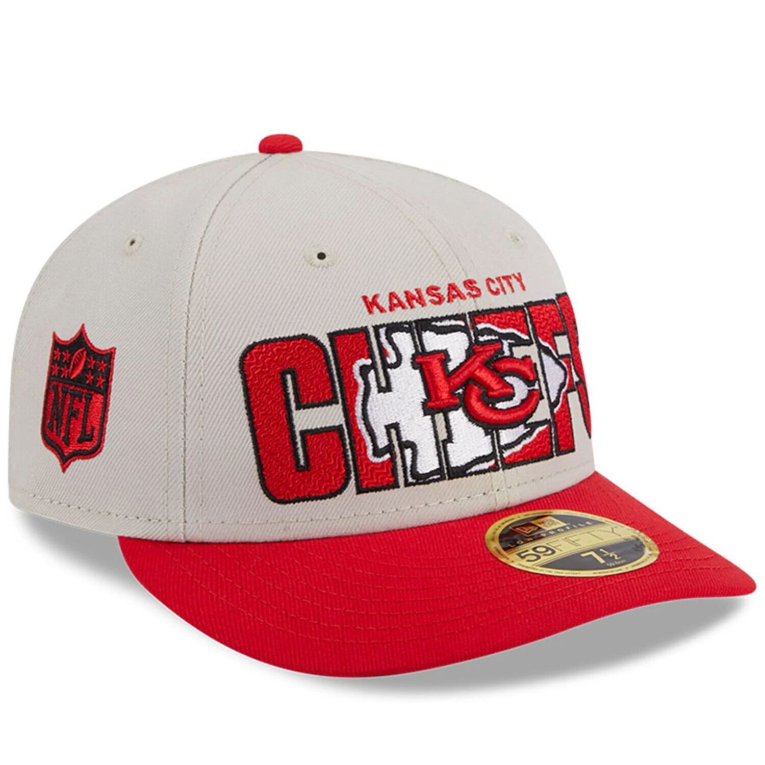 

Мужская облегающая шляпа New Era Stone/Red Kansas City Chiefs 2023 NFL Draft Low Profile 59FIFTY