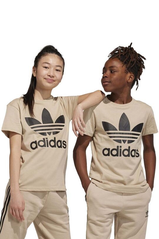 

Хлопковая футболка adidas Originals TREFOIL, бежевый