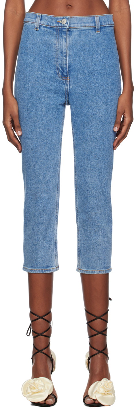 Синие джинсы узкого кроя Magda Butrym, цвет Blue рваные байкерские джинсы узкого кроя blowout evolution in design синий
