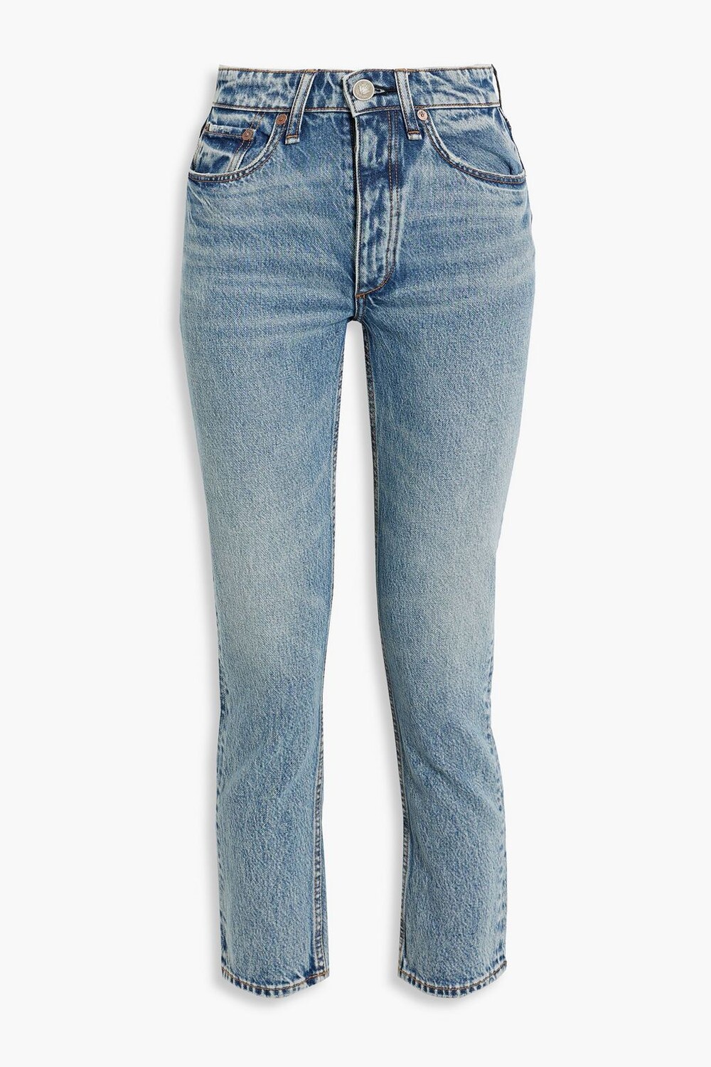 

Укороченные джинсы скинни Nina с высокой посадкой RAG & BONE, синий