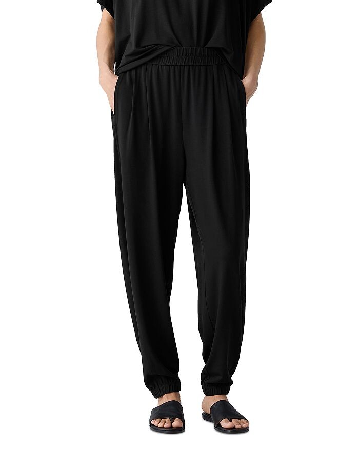 

Плиссированные джоггеры с фонариками Eileen Fisher, черный