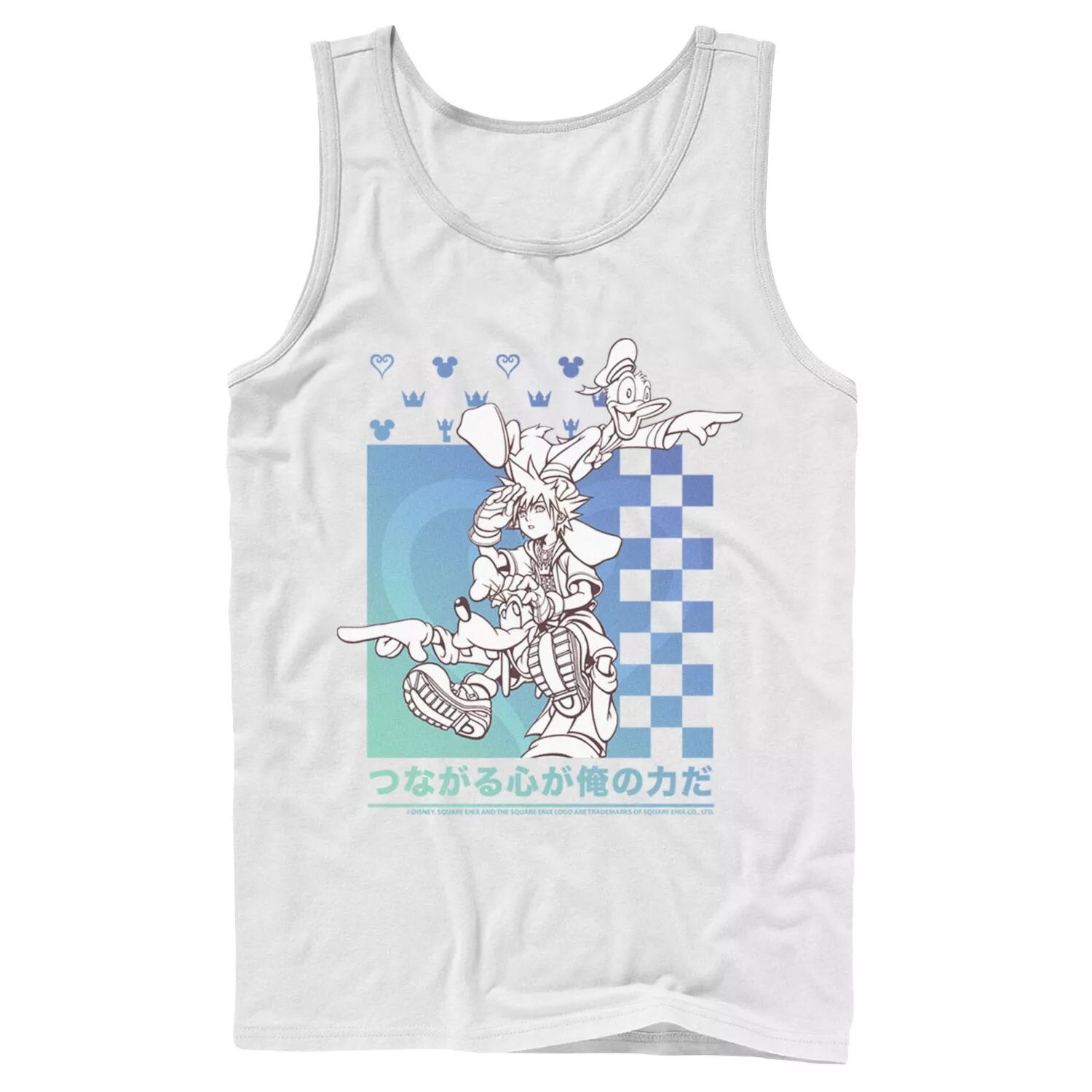 

Мужская майка Disney Kingdom Hearts Sora Donald Goofy Kanji в шахматном порядке Licensed Character