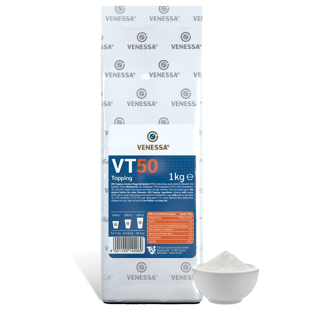 

Кофейный топпинг VENESSA VT 50 1 кг сухого обезжиренного молока, содержание молока 50%, подходит для торговых автоматов Tsi Consumer Goods