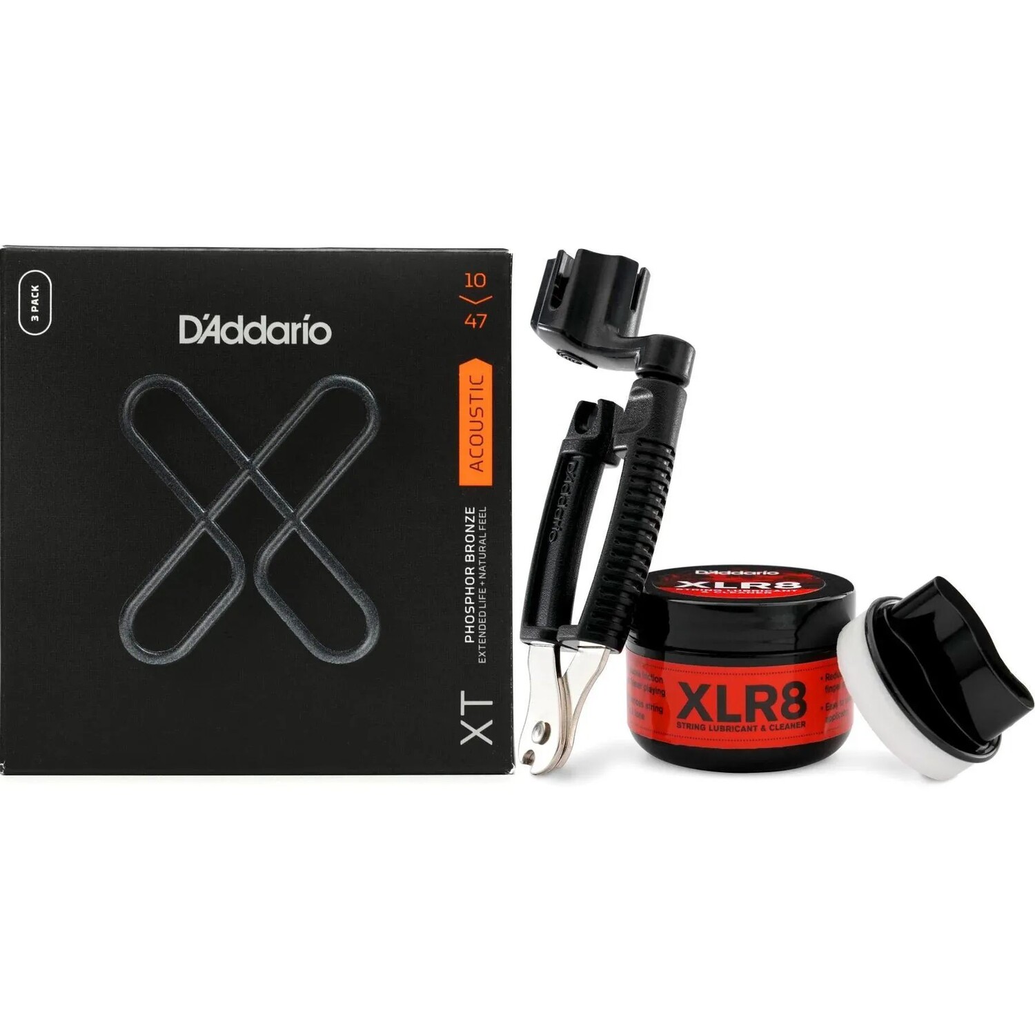 

Струны D'Addario XTAPB1047 XT для акустической гитары из фосфористой бронзы — .010-.047 Extra Light (3 шт.), набор для ухода