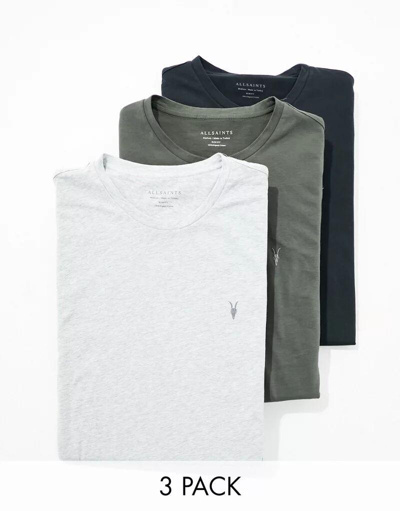 Набор из трех футболок AllSaints Brace из матового хлопка разных цветов
