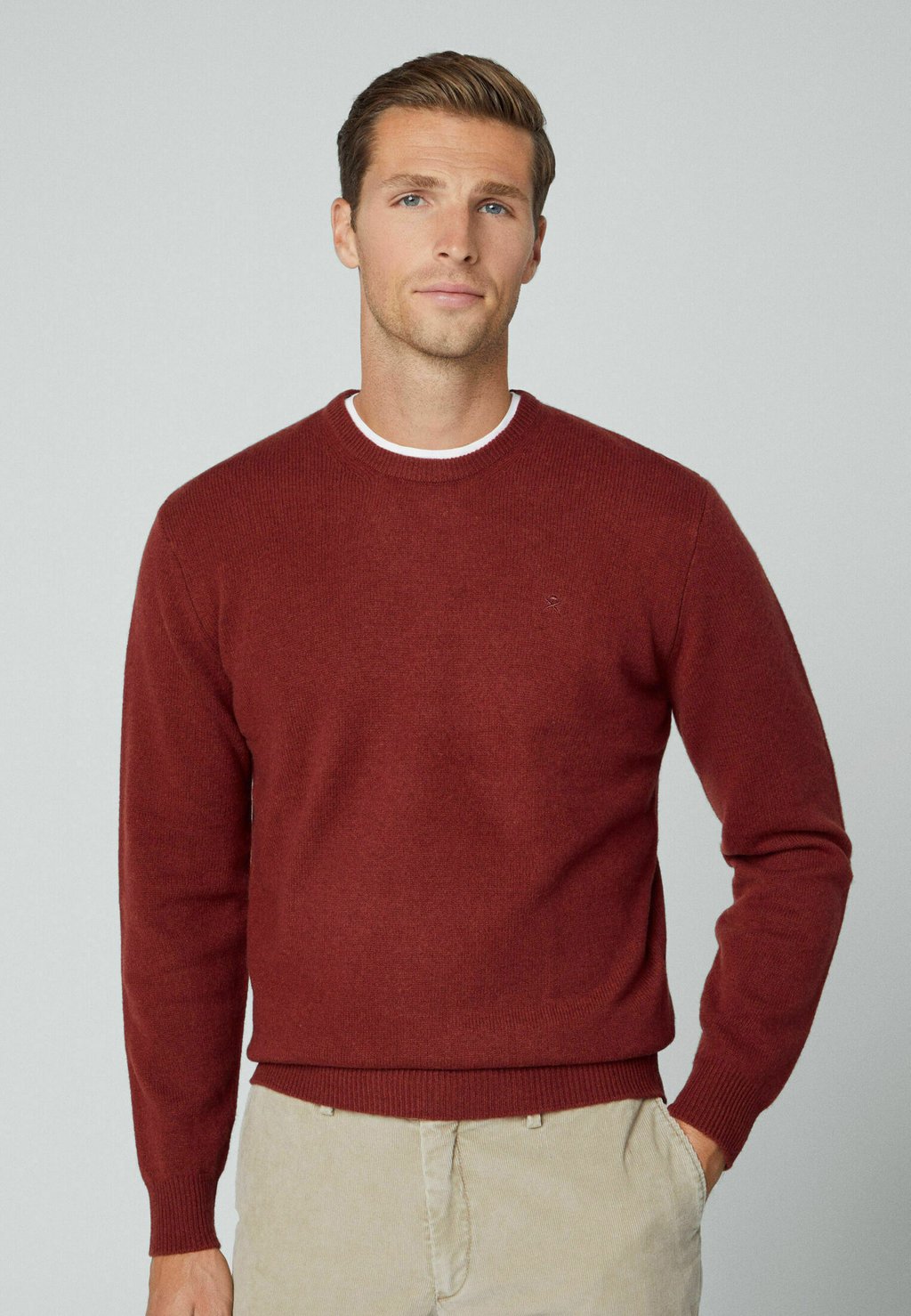 

Свитер Crew Hackett London, цвет brick red