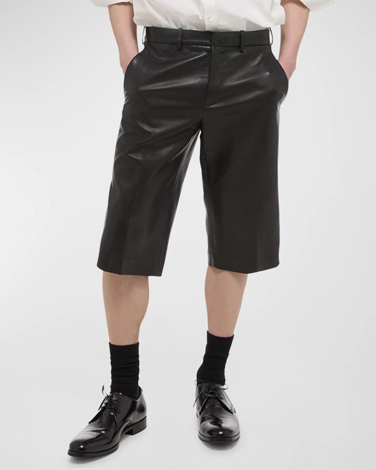 

Мужские шорты из кожи наппа на молнии Helmut Lang, цвет Black