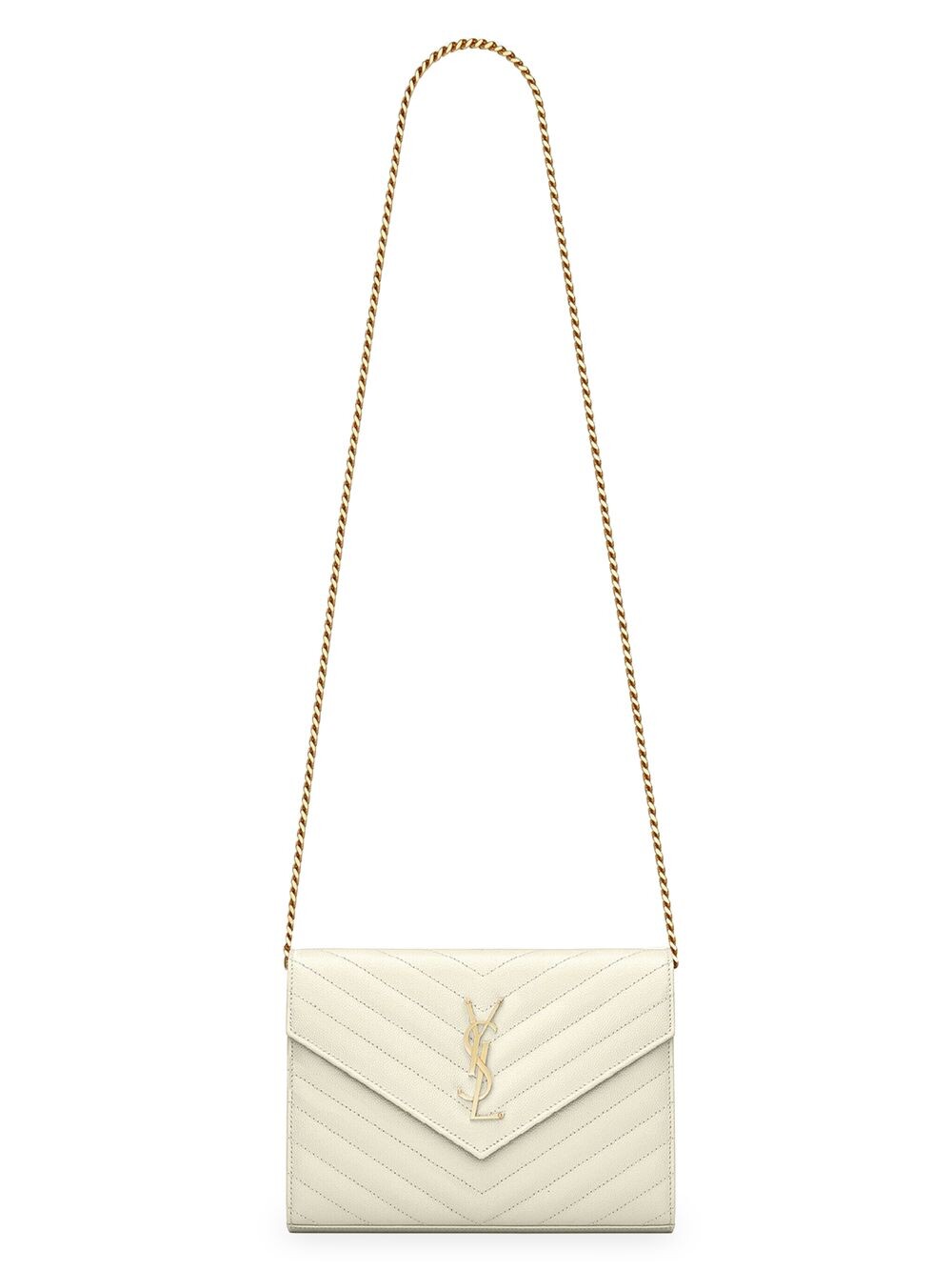 

Кошелек на цепочке Cassandre Matelass из кожи ягненка Saint Laurent, белый