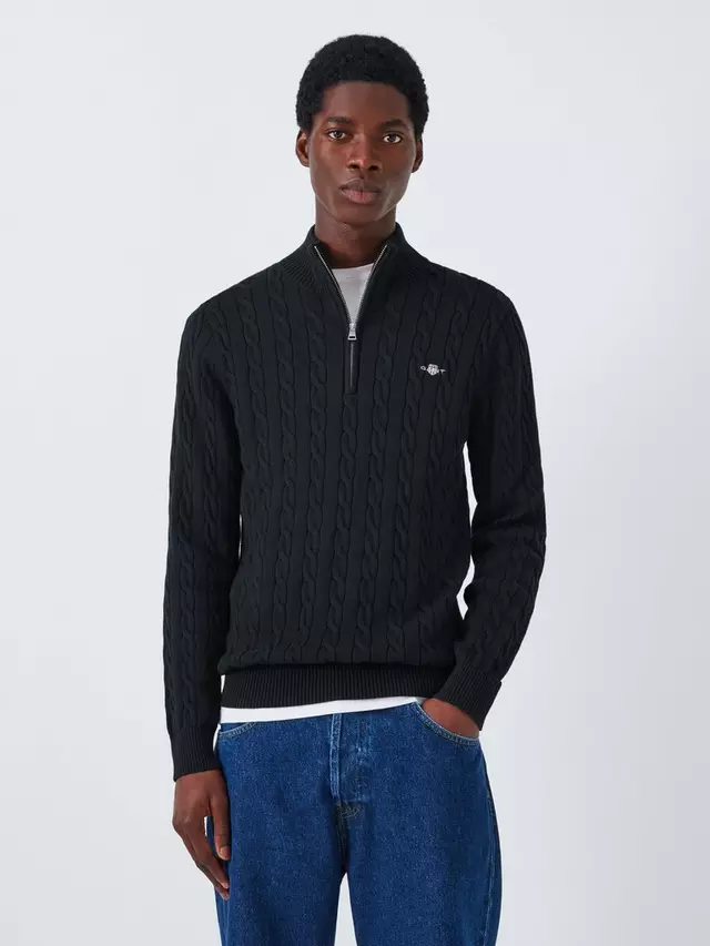 

Джемпер GANT Half-Zip Cotton Cable Knit, цвет evening blue