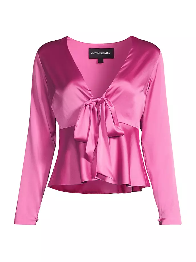 Шелковая блузка с завязками спереди и длинными рукавами Cynthia Rowley, розовый reschke cynthia miami houses