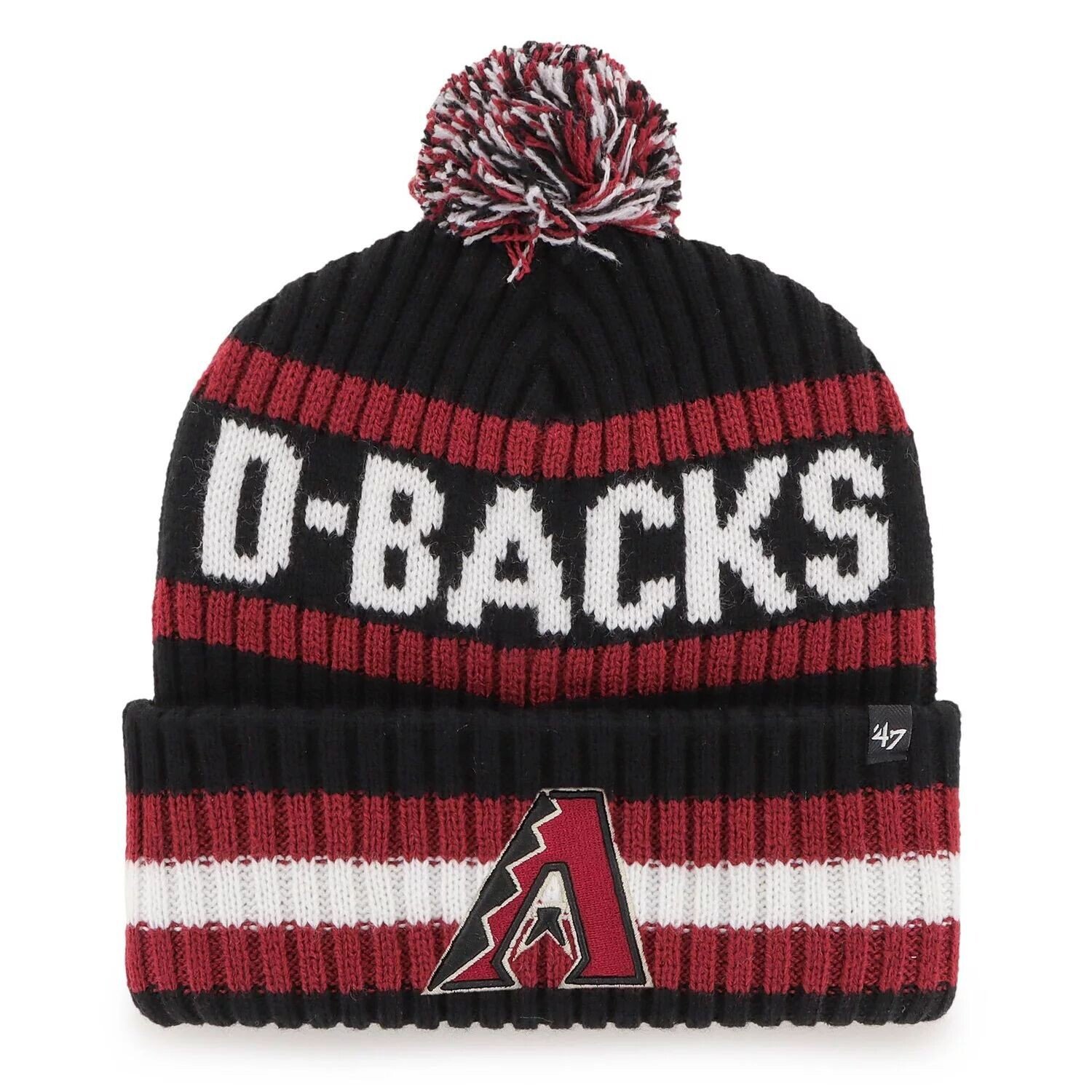 

Мужская черная вязаная шапка с манжетами и помпоном Arizona Diamondbacks '47 Bering 47 Brand