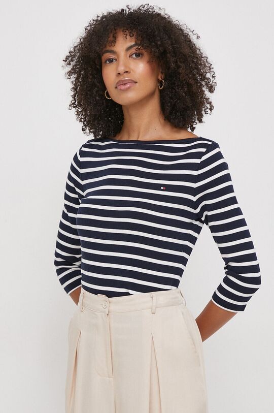 

Хлопковый топ с длинными рукавами Tommy Hilfiger, темно-синий