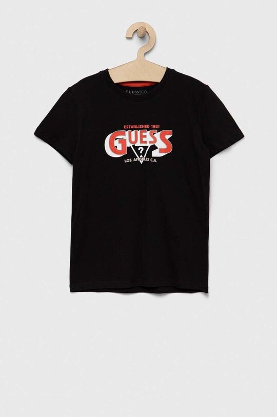 

Детская хлопковая футболка Guess, черный