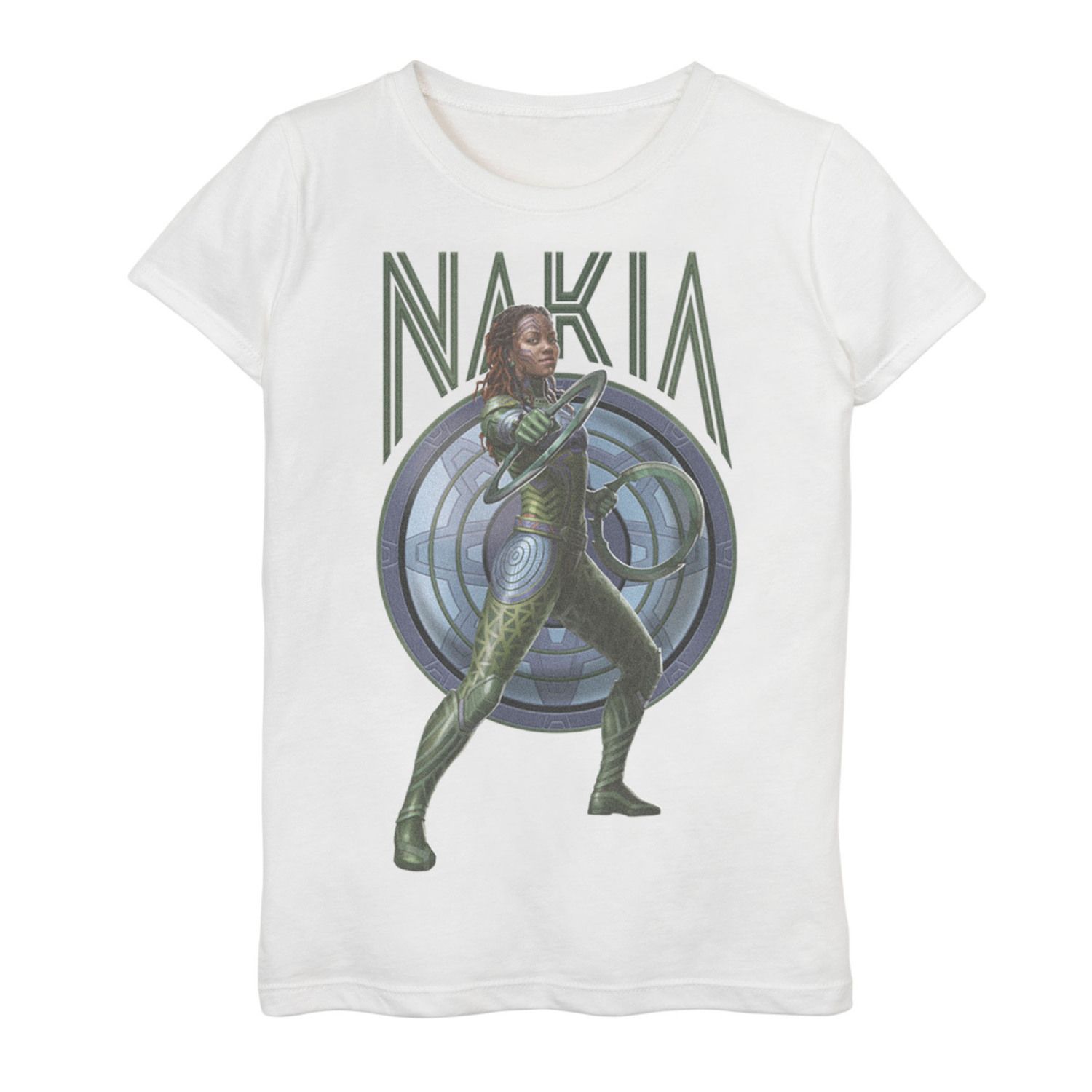 Футболка с изображением синего щита Marvel Wakanda Forever Nakia для девочек 7–16 лет Licensed Character, белый футболка marvel капитан америка с изображением бруклинского щита для девочек 7–16 лет licensed character
