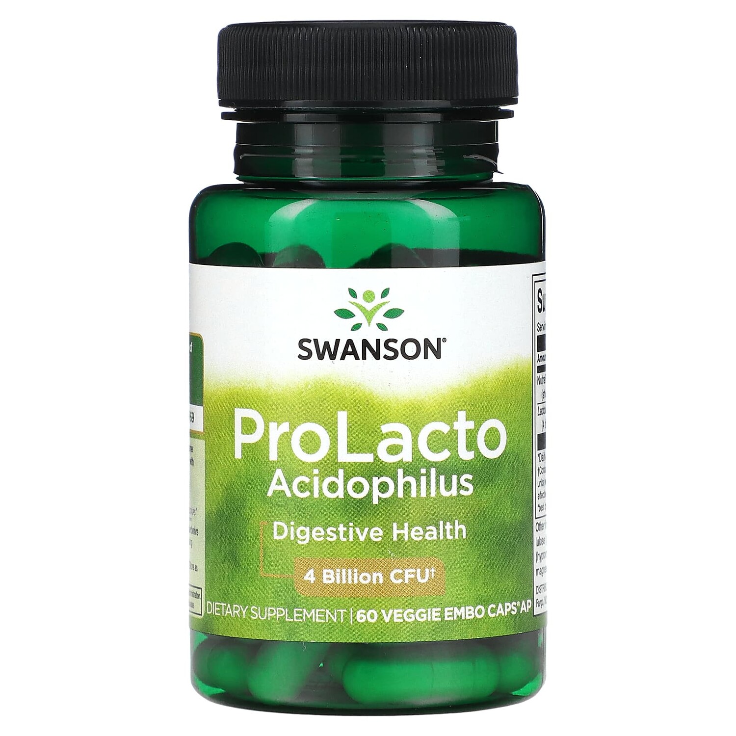 

ProLacto Acidophilus, 4 миллиарда КОЕ, 60 растительных капсул с ЭМБО, Swanson