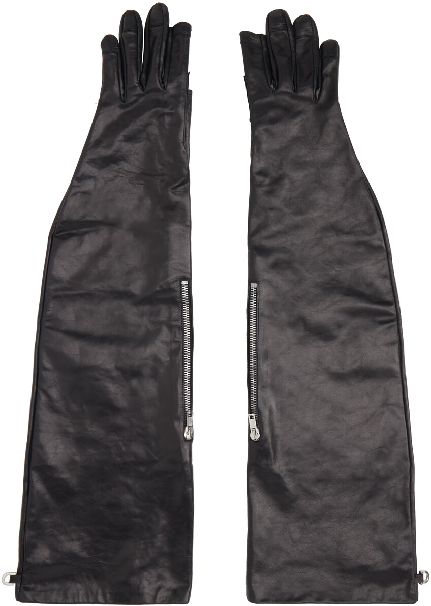 

Rick Owens Черные длинные перчатки с карманами на молнии