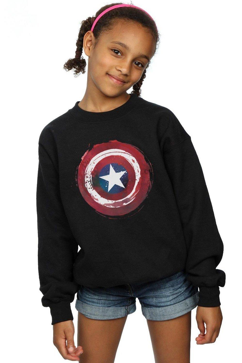 Толстовка с изображением щита «Капитан Америка» Marvel, черный футболка marvel капитан америка с изображением бруклинского щита для девочек 7–16 лет licensed character