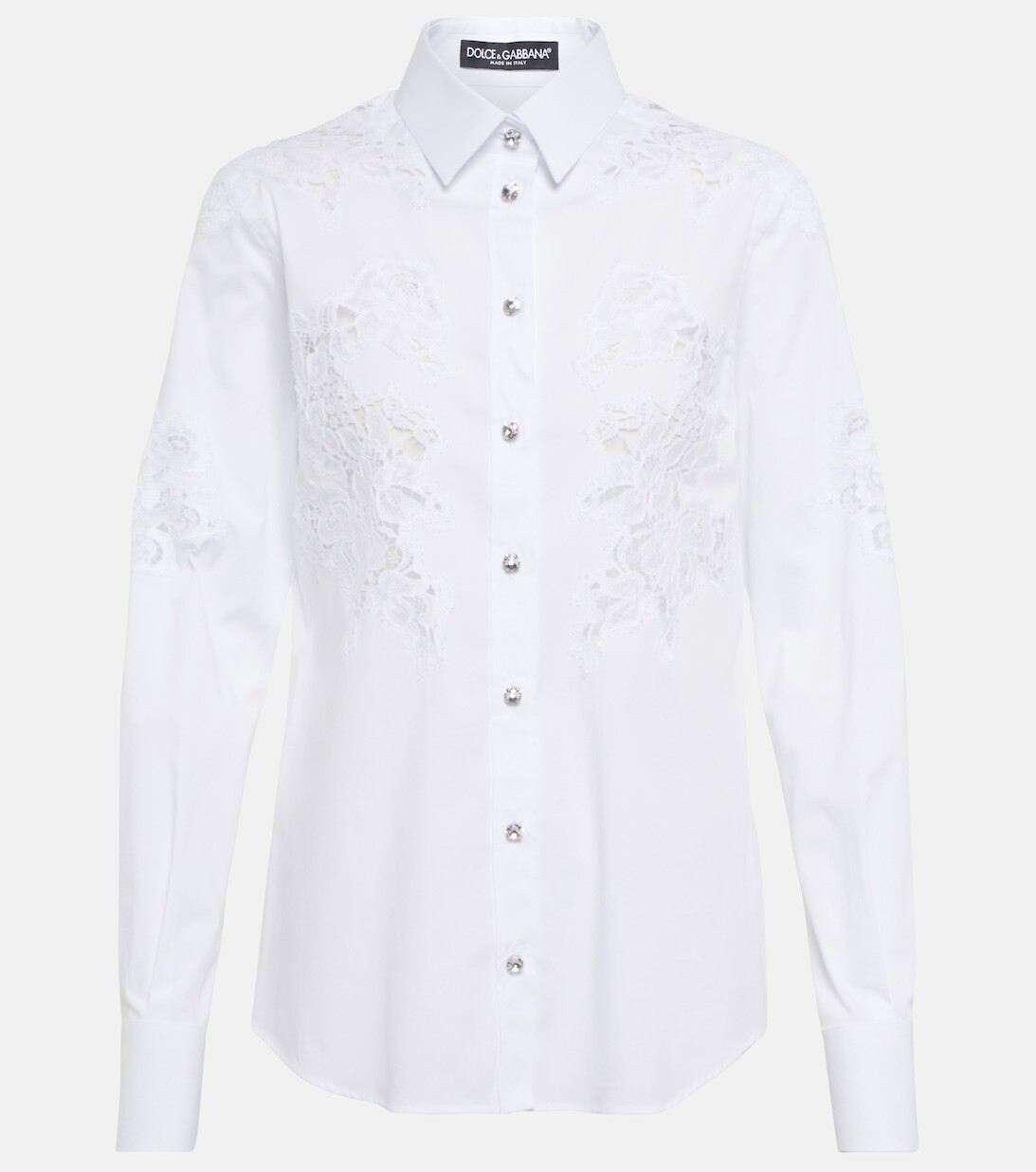 

Рубашка из смесового хлопка с кружевом DOLCE&GABBANA, белый