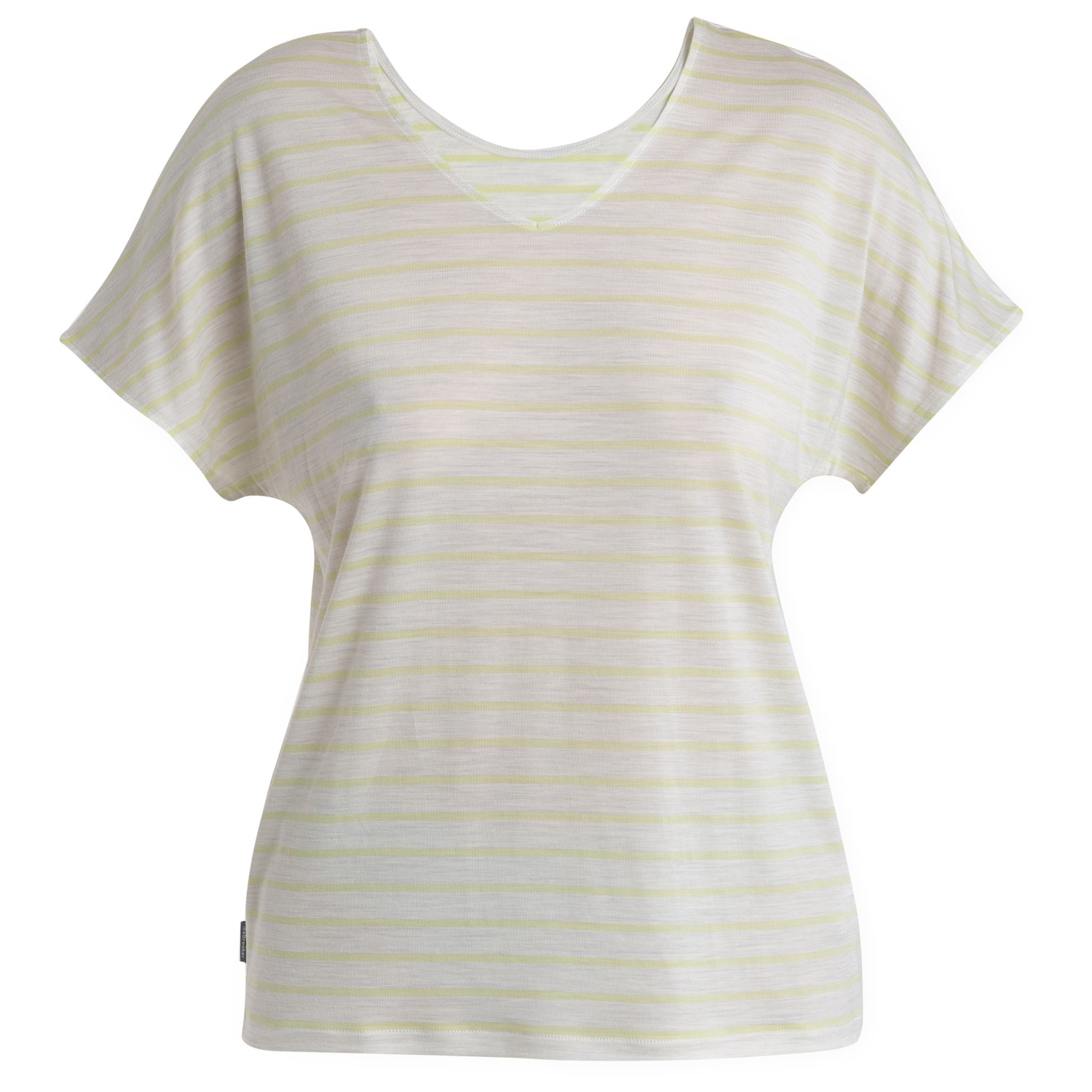 Рубашка из мериноса Icebreaker Women's Drayden Reversible S/S Top Stripe, цвет Ecru Heather/Glazen/Stripes
