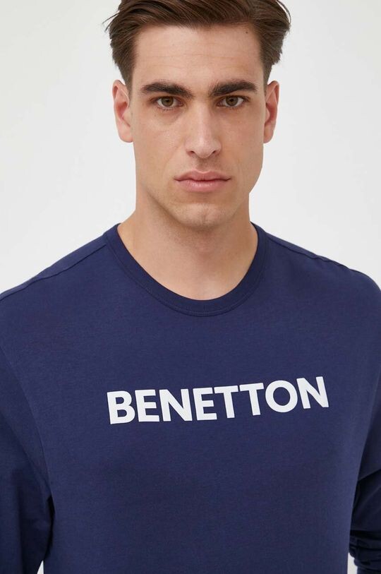 

Хлопковая рубашка с длинными рукавами United Colors of Benetton, темно-синий