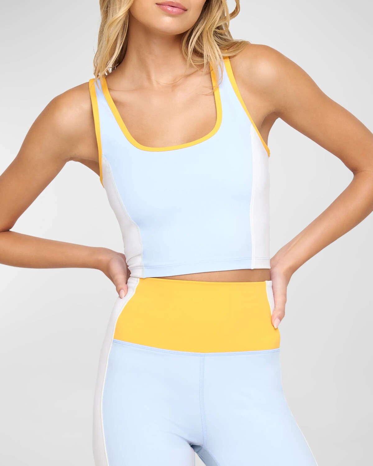 

Укороченная майка с цветными блоками в стиле инди Spiritual Gangster, цвет Windsurfer Colorblock