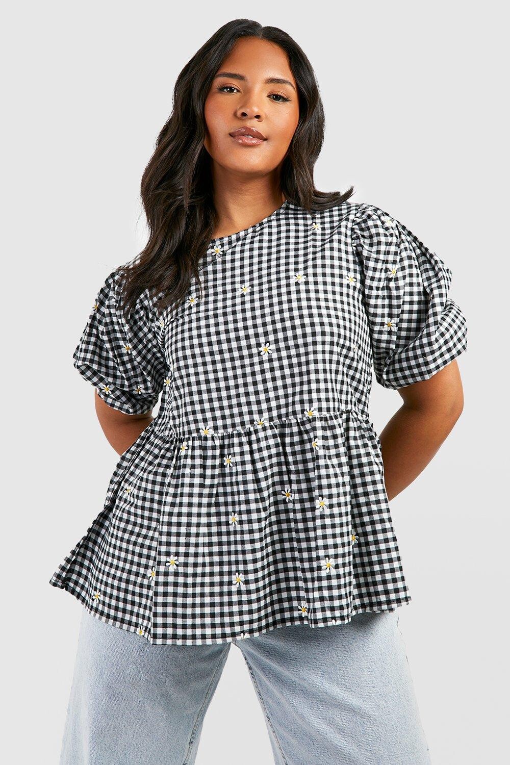 

Топ plus daisy с вышивкой Boohoo, черный