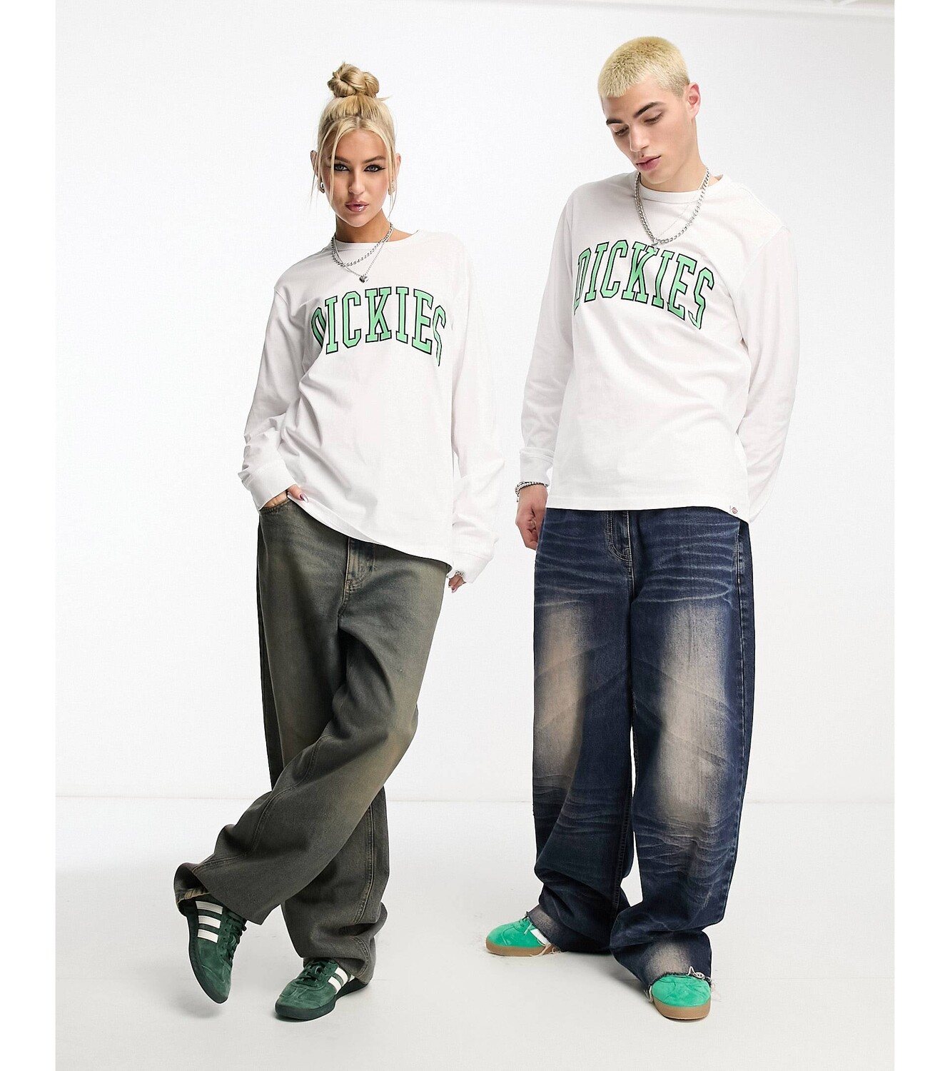 

Бело-зеленая футболка унисекс Dickies LS aitkin, Зеленый