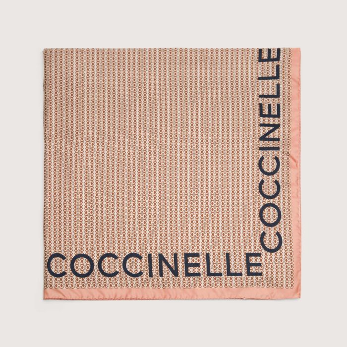 Шелковый платок Coccinelle MONOGRAM LOGO, коричневый