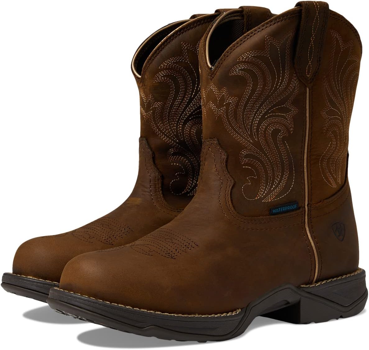 цена Ковбойские сапоги Anthem Round Toe Shortie Waterproof Western Boot Ariat, цвет Glazed Brown