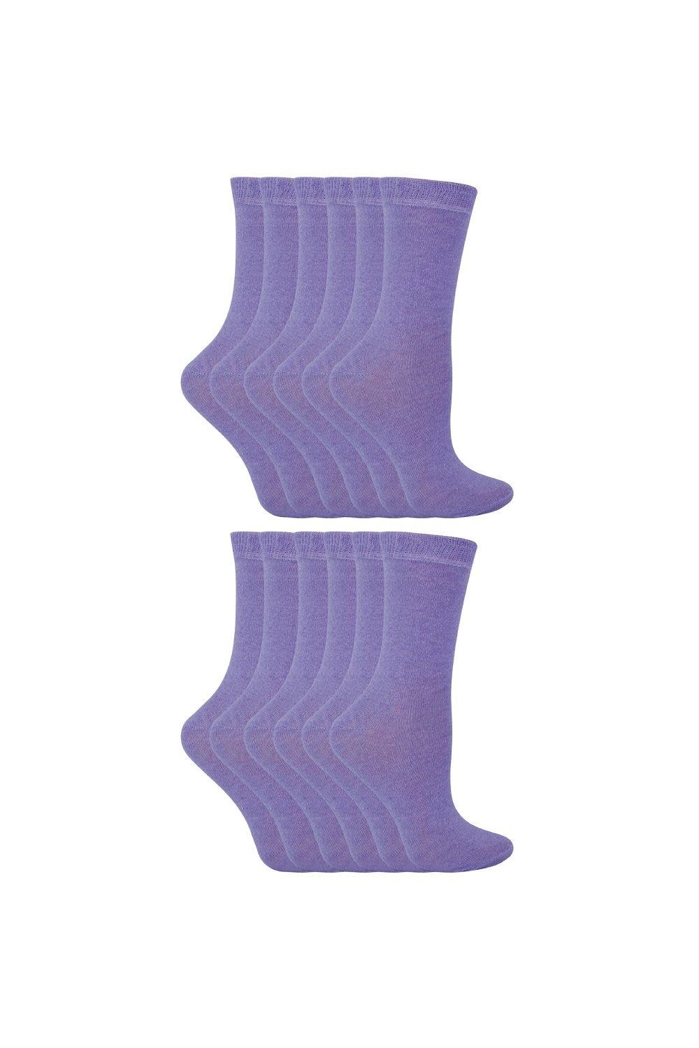 цена 12 пар разноцветных хлопковых носков в упаковке Sock Snob, фиолетовый