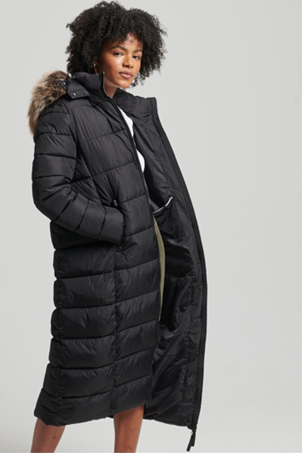 

Удлиненная куртка Fuji Luxe с капюшоном Superdry, черный