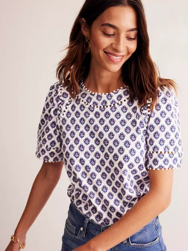 

Топ Boden Mila Trim Detail, цвет ivory/multi