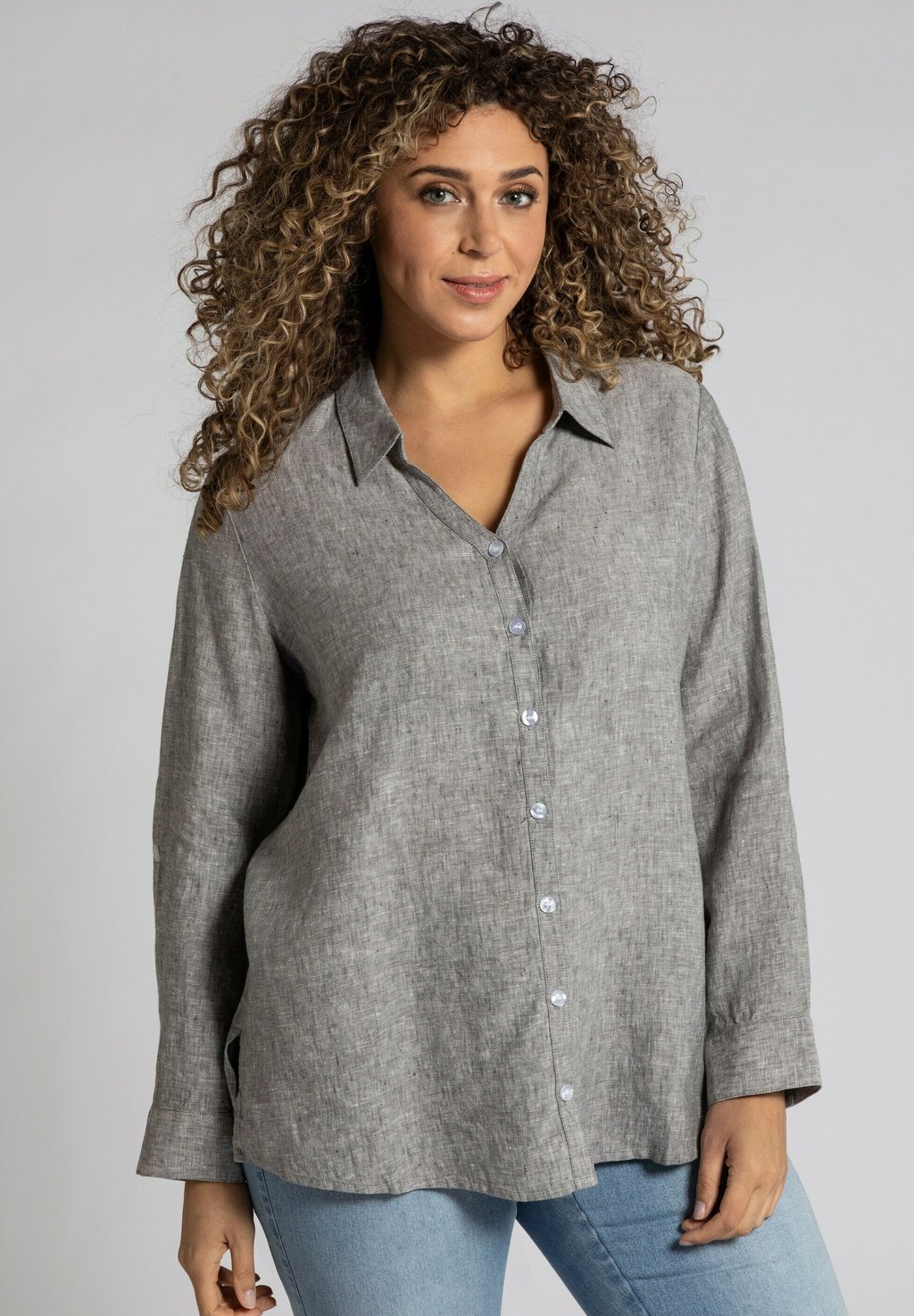 Рубашка Ulla Popken, светло-серый