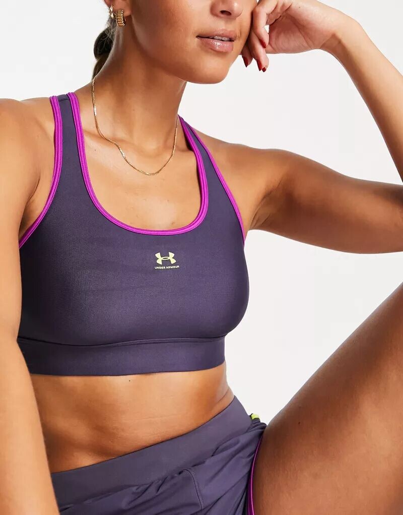 

Фиолетовый спортивный бюстгальтер без подкладок со средней поддержкой Under Armour Authentics