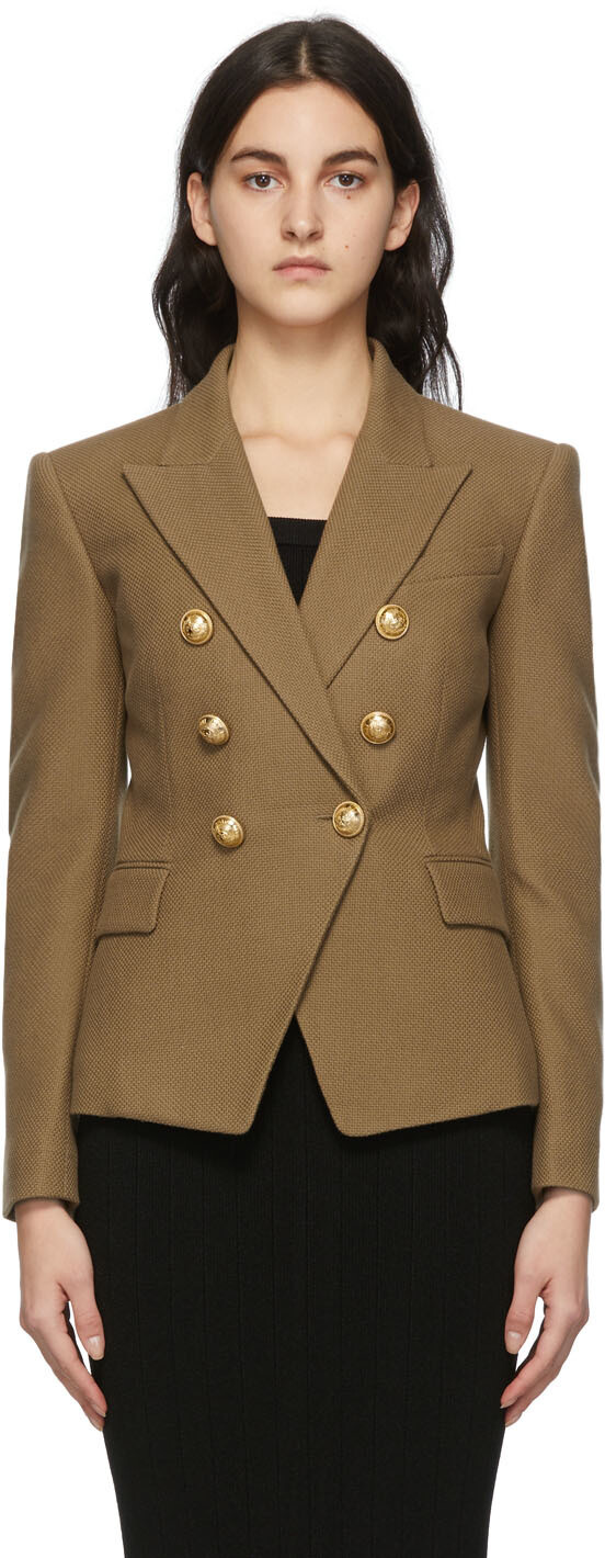 

Balmain Серо-коричневый шерстяной пиджак