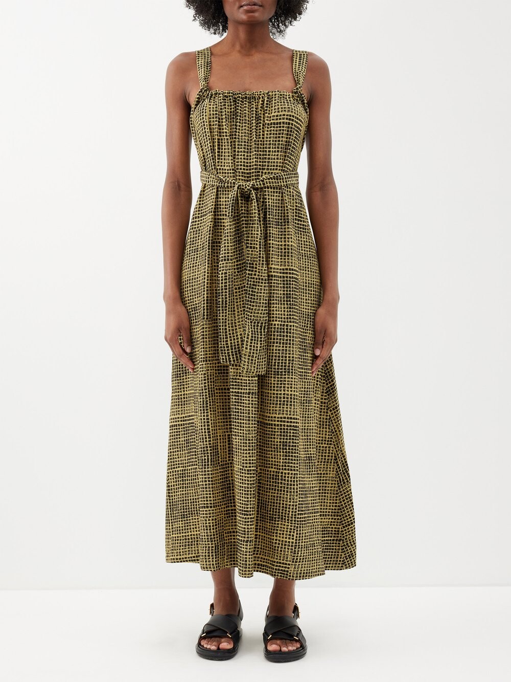 

Платье из твила в клетку flou с запахом спереди Proenza Schouler White Label, черный