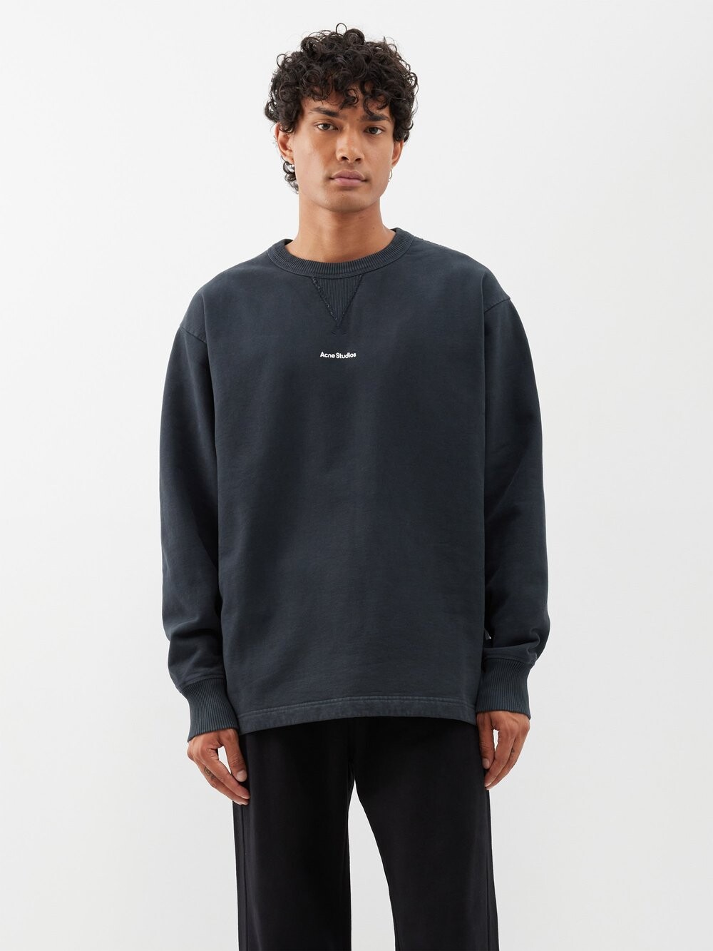 

Толстовка fin из хлопково-флисового джерси Acne Studios, черный