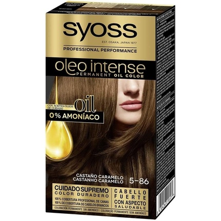 Oleo Intense 5-86 Краска для волос «Каштан» 50 мл Карамельно-коричневый, Syoss крем краска для волос syoss oleo intense 5 86 карамельный каштан 115 мл
